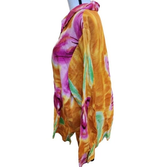 David Dart Vintage Linen Floral Blouse MOP Buttons Size Large - Picture 6 of 9